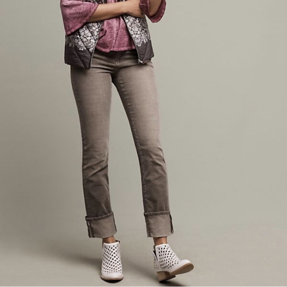 Pilcro and the Letterpress Pants - Pilcro & the Letterpress Gray Parallel Corduroy Pants Skinny Optional Cu…